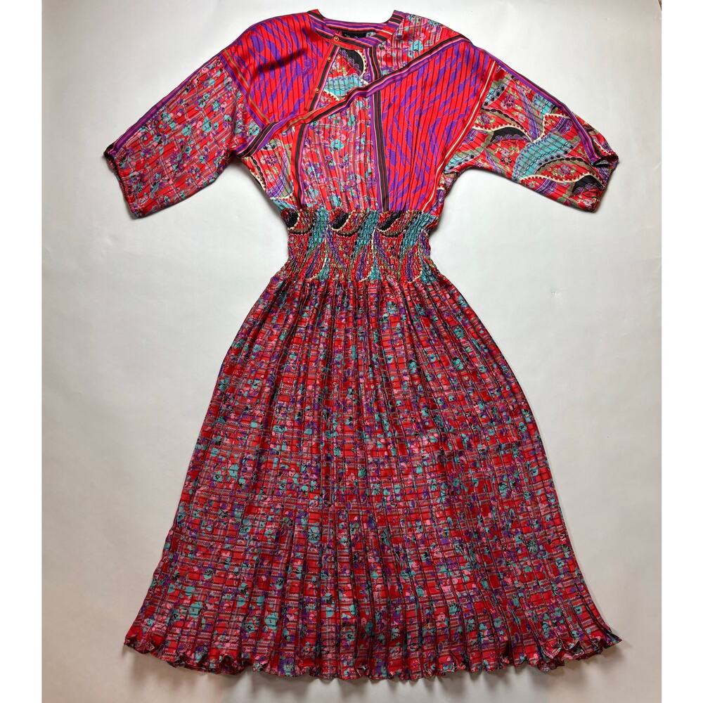 Vintage 80s Diane Freis Georgette Dress L Boho Maxi Signature Whimsy Fairy Gypsy